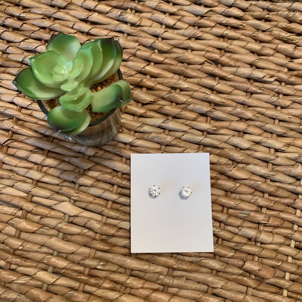 Large Faux Diamond Stud Earrings